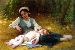 Leon-Jean-Basile Perrault - Jeune mere et enfant endormie (Young mother and sleeping child)