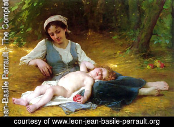 Leon-Jean-Basile Perrault - Jeune mere et enfant endormie (Young mother and sleeping child)