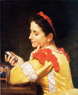 Lady Looking in a Hand Mirror